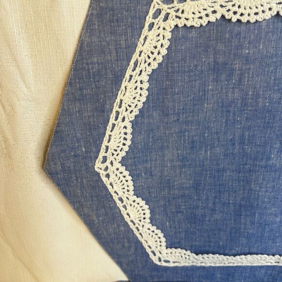 Placemats Set of 4 Lace Trim 100% Cotton Cottage Core Pretty NEW Shabby Chic - Picture 3 of 8